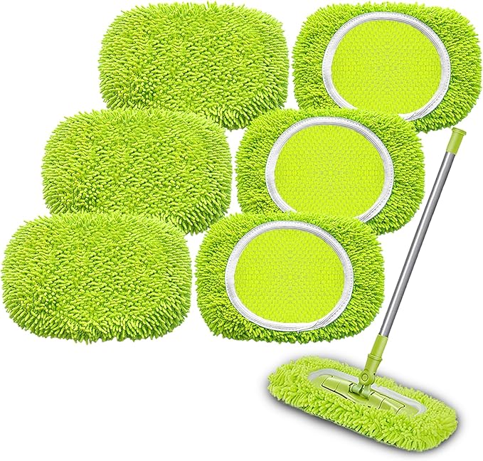 Reusable Mop Pads Refill Compatible with Swiffer Sweeper Mop, Microfiber Wet Mopping Cloths for Floor Cleaning , Ideal for Home Cleaning Washable Floor (6)