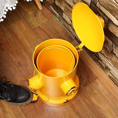Hoolerry Fire Hydrant Trash Can Retro Creative Garbage Can with Inner Bucket Large Capacity Wrought Iron Pedal Trash Can Indoor Outdoor Waste Bins for Park Garden Kitchen Garbage (Yellow, Small)
