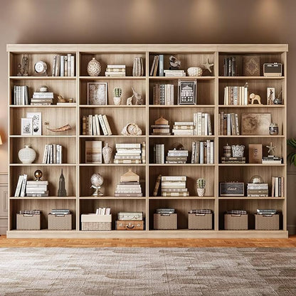 70.8" Tall Brown Bookshelf, Farmhouse Modular Bookcase with 6-Tier Adjustable Shelves, Large Storage Cabinet for Home Office, Living Room, Set of 3