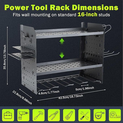 Wall Mount for EGO-Compatible Tools – 3-Layer Adjustable Garage Organizer 200lbs – Heavy Duty Hanger for Leaf Blower, Trimmer, Weed Eater (grey)