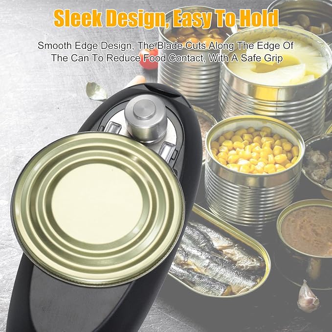 Electric Can Opener,USB Rechargeable Can Opener,One-Touch Cordless Can Opener,Smooth Edge,Hands Free,Food Safety,Automatic Kitchen Gadget,Battery Operated,Opens Almost Any Cans