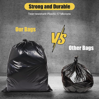 Heavy Duty Extra Large 55 Gallon Black Trash Bags, 1.92 Mil Industrial Garbage Bags for Construction, Waste Disposal,Commercial,Home Use,Out Door 20 Count