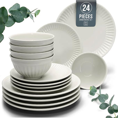 24 Piece Stoneware Dinnerware Set