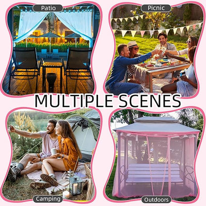 4 Corners Mosquito Net for Mosquiteros para Camas Bed Canopies Netting Bed Drapes Rectangular Mosquito Mesh for Camping Home Outdoor Travel(Pink,L75 X W47 X H59 Inch,Opening)