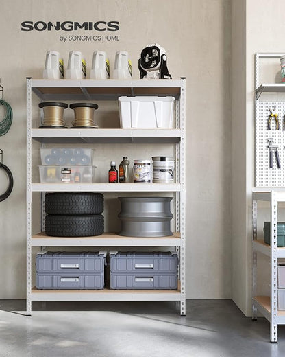 SONGMICS 5-Tier Storage Shelves, Load 2310 lb, Set of 2 Garage Storage, Boltless Assembly, Adjustable Shelving Unit, 23.6 x 47.2 x 70.9 Inches, for Study Shed Basement, Silver UGLR600E02