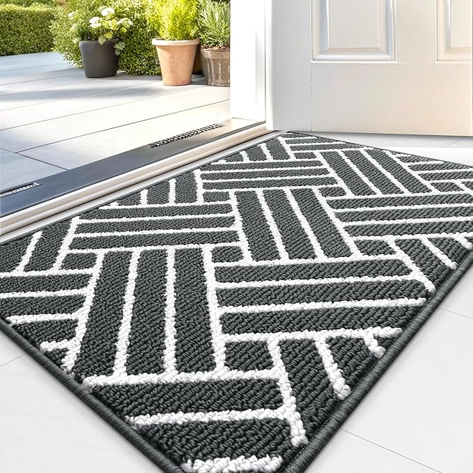 OLANLY Indoor Door Mat, 36x24 Inch, Dirt Resistant and Absorbent, Non-Slip Rubber Backing Floor Mats, Easy Clean Low-Profile Doormat for Entryway, Front Door, and Inside Entrance, Charcoal