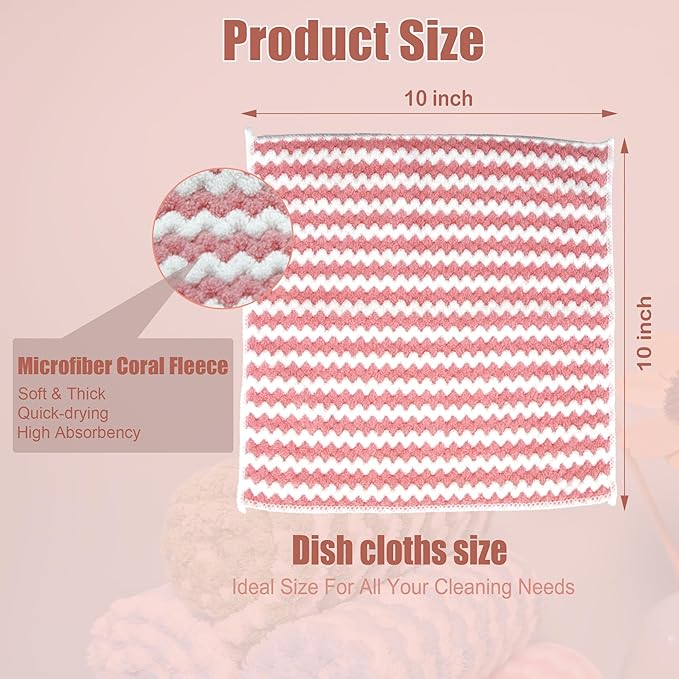 Microfiber Cleaning Cloth,Super Absorbent 12 Pack Dish Towels for Kitchen,Fast Drying Dish Cloth for Washing Dishes, Lint Free Dish Drying Towels, Reusable Kitchen Towels Set - 10"x10"