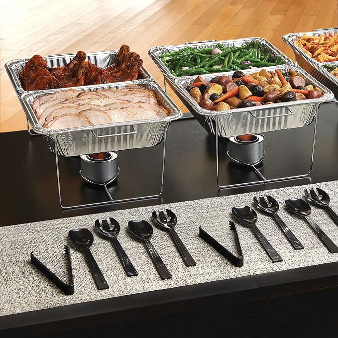 Party Essentials Plastic Party Buffet Serving Utensils Kit, Spoons/Forks/Tongs