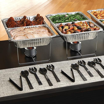 Party Essentials Plastic Party Buffet Serving Utensils Kit, Spoons/Forks/Tongs