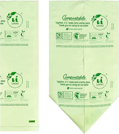 UNNI Compostable Lawn & Leaf Bags, 30-33 Gallon / 124 Liter, 20 Count, Extra Thick 1.1 mil Yard Waste & Food Scrap Liners, Certified by BPI, CMA & OK compost HOME, Meets the ASTM D6400 Standard
