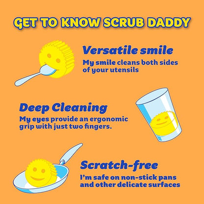 Scrub Daddy + 2x Cif All Purpose Cleaning Cream, Lemon - Multi Surface Household Cleaning Cream Scratch-Free Multipurpose Dish Sponge