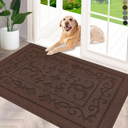 FONEYI Indoor Door Mat 36" x 59", Dirt Trapper Door Mats Non-Slip Entryway Rugs Washable, Absorbent Resist Dirt Welcome Mat, Low Profile Inside Floor Mats for Front Back Door and Entryway, Coffee