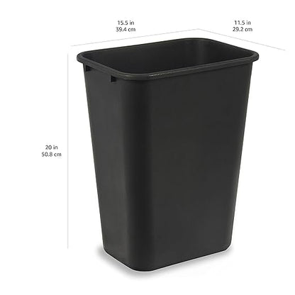 Amazon Basics Trash Can, Rectangular Commercial Office Wastebasket, 10 Gallon (Pack Of 1), Black (Previously AmazonCommercial brand)