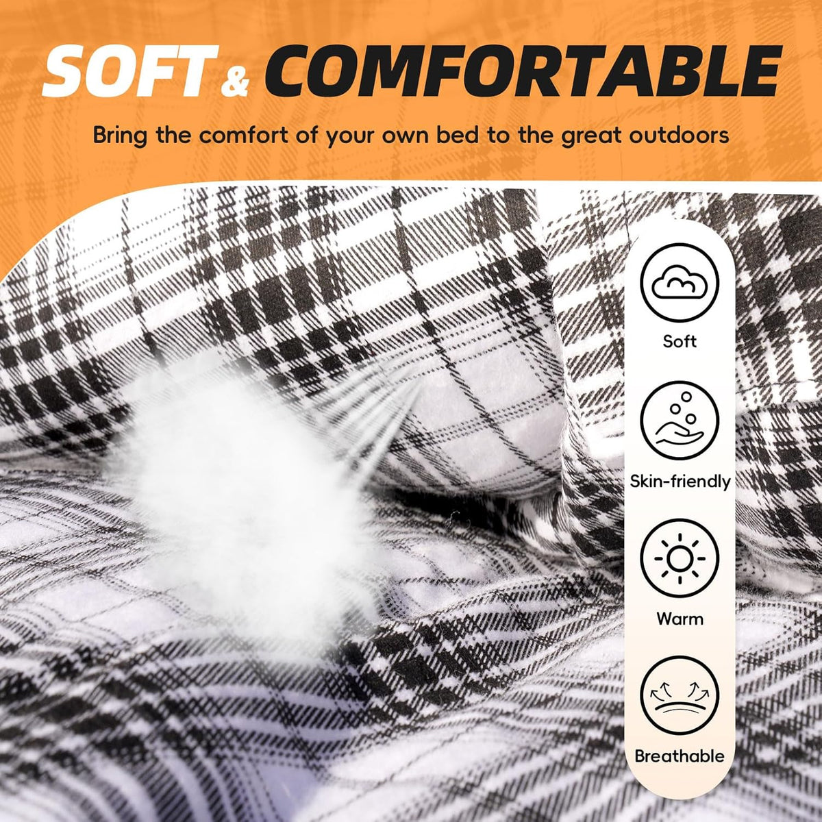 MEREZA Flannel Sleeping Bag for Adults XL, Large Wide Sleeping Bags for Camping Mens Warm Cotton Sleeping Bag 4 Season Warm & Cool Weather