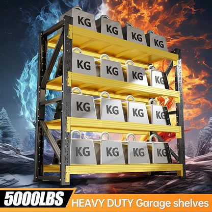 60" W Storage Shelves Heavy Duty, 4 Tier Metal Garage Shelving Units, 5000LBS Heavy Duty Adjustable Shelf, Garage Storage Rack, Industrial Shelving for Shop, Warehouse,60" W x 20" D x 79" H