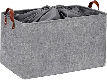 DULLEMELO Extra Large Grey Basket for Organizing, Collapsible Fabric Storage Basket with Handles, 70L Oversized Storage Bin, Large Closet Toys Blanket Organizer for Living Room, Laundry, Nursery