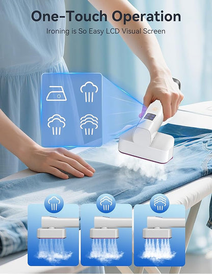 Steamer for Clothes, Sundu Portable 2-in-1 Steamer & Iron, 15s Fast Heat-up, 100ml Water Tank, Ironing Gloves, 20 Min Continuous Steam, Wrinkle Remover for Garment, Travel & Home Use (Cream White)
