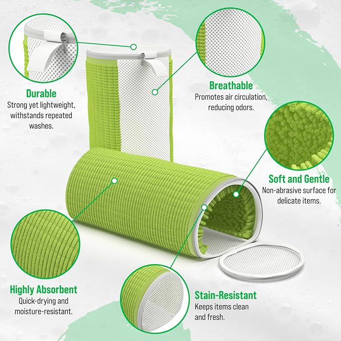 Rockin'Green Shoe Washing Machine Bag - 360° Deep Clean Shoe Washing Bag - Shoe Bag for Washing Machine with Cleaning Fibers - Reusable Sneaker Washing Machine Bag with Zipper (2 Pieces)