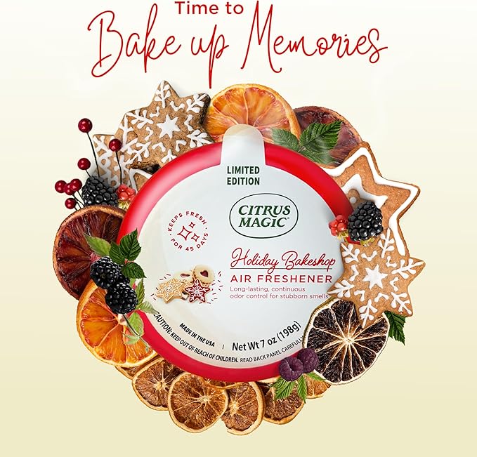 Citrus Magic Holiday Odor Absorbing Solid Air Freshener, Holiday Bakeshop, 7-Ounce, Pack of 3