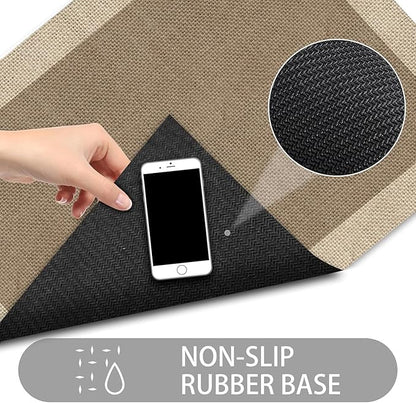 Ultra Thin Door Mat Indoor Entrance, 1/10 in Thin Door Mats for Inside Entry, Non-Slip Rubber Backing Washable Doormat, Fade Resistant, Absorbent, Low Profile Dirt Trapper, 35"X24",Brown