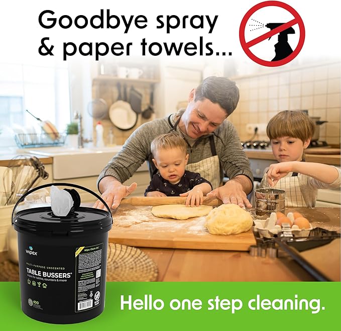 Wipex Table Bussers - Multi Surface Cleaner Natural Cleaning Wipes - Cleaning Vinegar Plant Based Wipe to Clean Restaurant Tables, Counters and Household Items, 400 Count (Pack of 1)