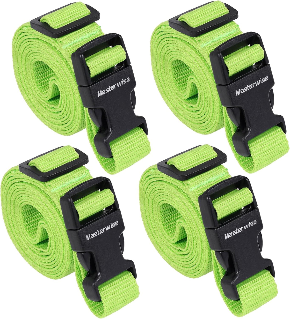 Buckle Straps with Clips, Adjustable Nylon Strap with Buckle, Packing Strap, Green 4 Pack (6’x1)
