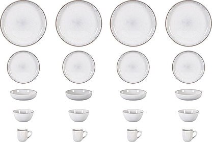 Stoneware Euro-Nordic 20pc Dinnerware Set, Shiny White With Speckled Effect