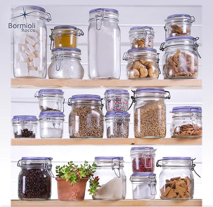 Bormioli Rocco Fido Collection, 2 Pack, 67.75 Oz. Food Storage Glass Jars, Airtight Rubber Seal & Glass Lid, With Stainless Wire Clamp,Made In Italy.