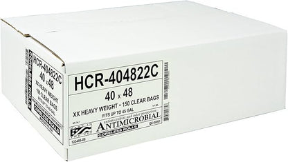 Aluf Plastics High Density Trash Bags, 45 Gallon, 150 Count, 22 Micron (eq), 40" x 48", Clear, for Bathroom, Office, Industrial, Commercial, Janitorial, Municipal, Recycling