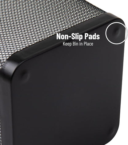 Mind Reader Mesh Trash Can, Waste Paper Basket, Square, Office, Metal Mesh, 9.75"L x 9.75"W x 12.25"H, Set of 2, Black
