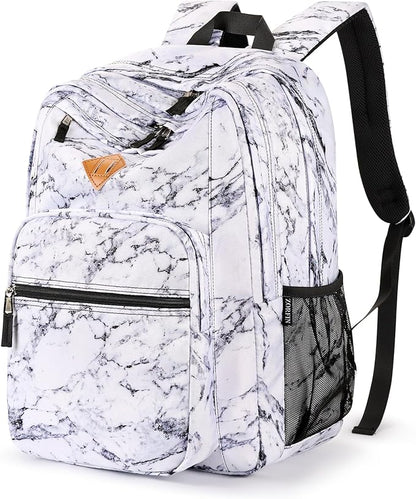 ZORFIN 26L Backpack for College, and Travel: Water Resistant Bookbag - Marble