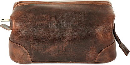HLC Leather Toiletry Bag for Men - Best Gift for Men - Premium Genuine Leather Dopp Kit Shaving Kit Organizer Travel Kit Pouch Bag for Men - Large Size - Rustic Brown