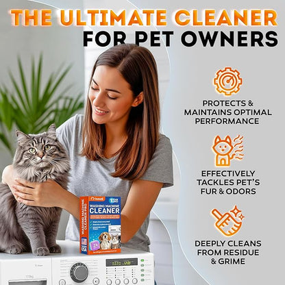 Washing Machine Cleaner Tablets for Pet Owners -Easily Removes Residue Grime Pets Odors and Hard Water Buildup–Formulated for Pet Owners - 24 Pack