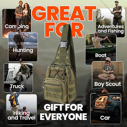 Emergency Survival Kit with First Aid Gears and Supplies - EDC Go Bugout Bag - Get Home Backpack for Camping Outdoor - Tactical Military Molle Pouch Grade - Gift for Man Woman