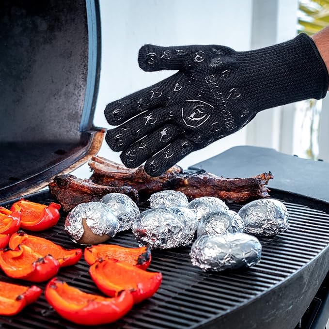 Grill Armor Oven Gloves 932°F Extreme Heat & Cut Resistant Oven Mitts with Fingers for BBQ, Cooking, Grilling, Baking – Accessory for Smoker, Cast Iron, Fire Pit, Camping, Fireplace, Griddle & More