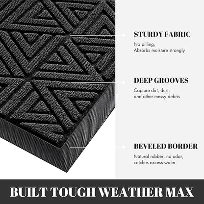 Yimobra Extra Large Door Mat 60x32, All-Weather Waterproof Non-Slip Welcome Matt Outdoor, Heavy Duty Non Slip Doormat for Entryway for Patio and Garage Indoor, Easy Clean, Black