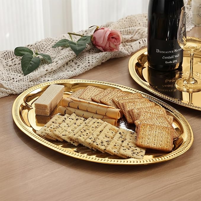 4-Pack 15.7" x 11.8" Gold Serving Trays