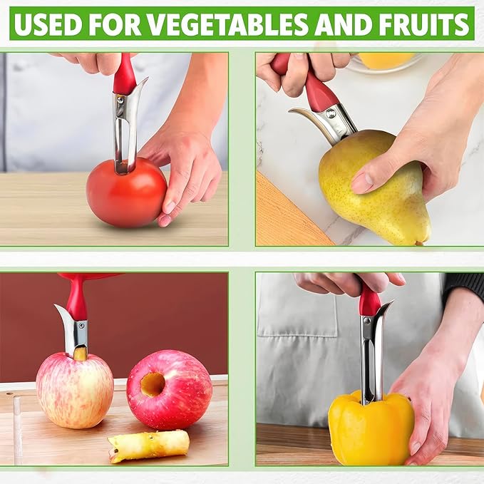 Apple Corer Tool – Stainless Steel Apple Core Remover with Durable Plastic Handle – Comfortable Grip, Easy to Use, Dishwasher Safe & Long-Lasting | Works for Apples, Pears, Tomatoes, Peppers & More