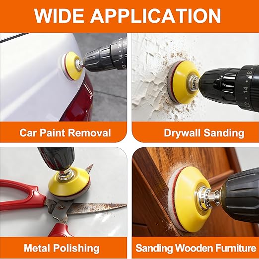 64 PCS 2 Inch Sanding Disc Pad,Hook and Loop Sanding Pads 180 to 3000 Wet Dry Sponge Sandpaper with 1/4” Shank for Drill Sanding Grinder Rotary Tools Curved Surface Polishing and Sanding