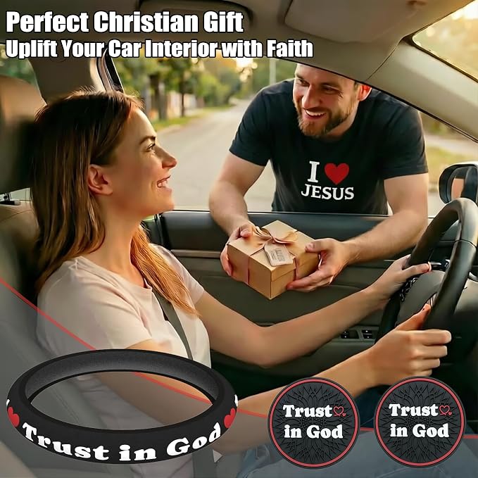 Christian Trust in God Steering Wheel Cover