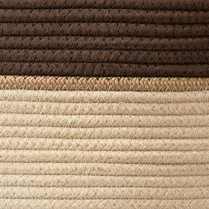 LA JOLIE MUSE Woven Basket Rope Storage Baskets - Large Cotton Organizer, Laundry Basket, Oatmeal, 40 Litres