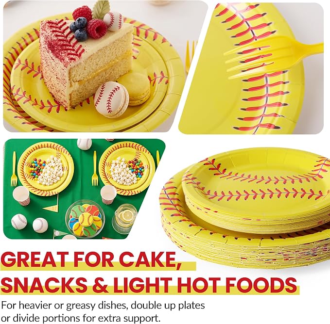 100 Pcs Disposable Softball Party Tableware Set