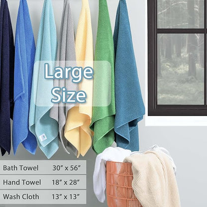 Pink Towels - 100% Cotton, Soft, Quick Dry, Lightweight, Towel Set of 6, 2 Large Bath 30" x 56", 2 Hand 18" x 28", 2 Washcloths 13" x 13", Pink Towels Bathroom Sets, Luxury Towel Gift Set