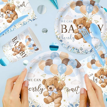 168pcs We Can Bearly Wait Bear Plates Napkins