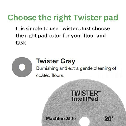 Diversey DDT800353 TASKI Twister Intellipad Diamond Coated Floor Machine Cleaning Pad, Made in USA, Burnish to High Super Gloss Finish, Grey/Brown, 20-inch (Pack of 2)