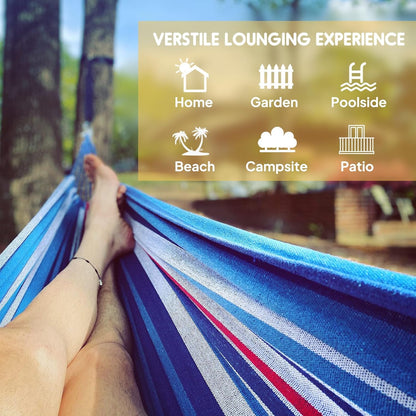 ANYOO Cotton Hammock Portable Camping Hammocks for Hanging Sturdy Garden Comfortable Fabric Hammock with Tree Straps Up to 660lbs with Travel Bag for Camping Outdoor/Indoor Patio Backyard