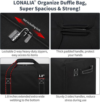 36 Inch Large Duffle Bag for Travel - 100L Extra Large Heavy Duty Duffel Bag with 2 Sides Handles, Sport Equipment Storage Bag for Camping-Black