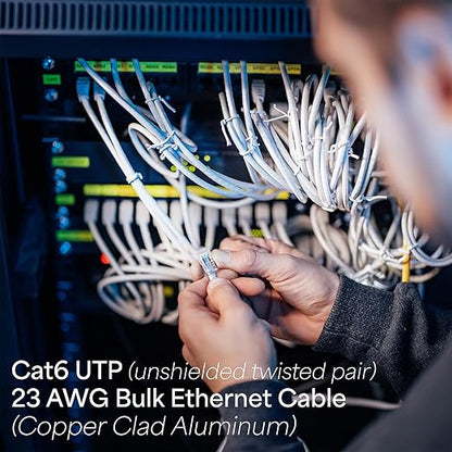 VIVO 250ft Bulk Cat6 Wire, CCA Ethernet Cable, 23 AWG, UTP Pull Box, LAN Network, White, CABLE-V015W