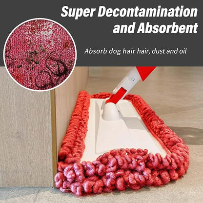 16.5 inch Mop Refills, 3 Pack Microfiber Reusable Replacement Mop Pads Flat Replacements Heads for Wet Or Dry Floor Cleaning and Scrubbing, Red Curly Cloth