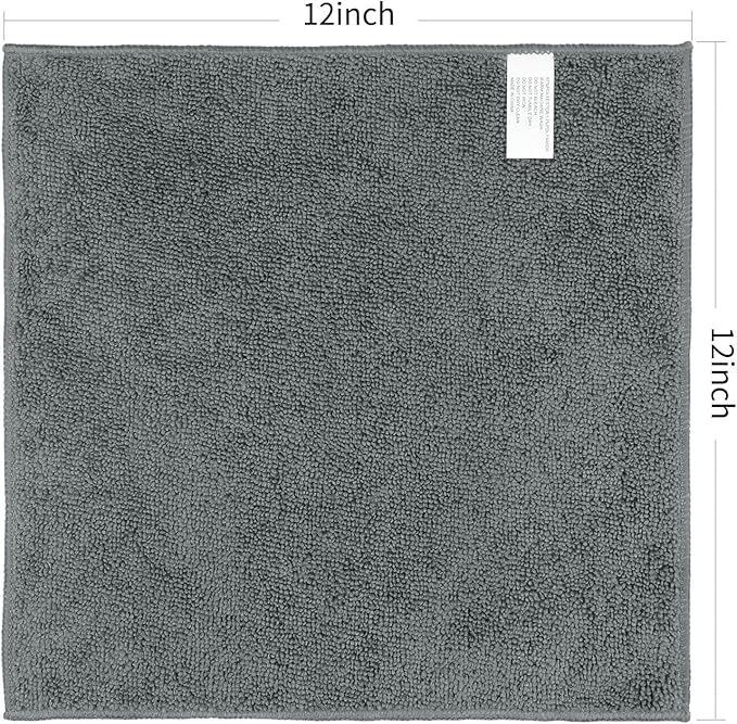 Orighty Microfiber Washcloths Bulk Towels Set 100 Pack, Highly Absorbent and Soft Feel Face Cloths, Multi-Purpose Wash Cloths & Hand Towels for Bathroom, Hotel, Spa, and Gym, 12x12 Inch, Grey
